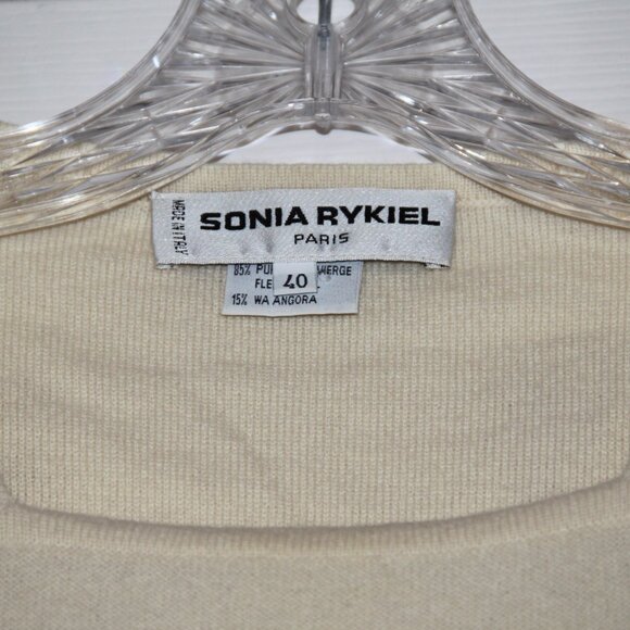 SONIA RYKIEL Paris Sweater Pullover Vanilla Angora Wool Blend Knit SR Logo 40EU - Picture 8 of 10
